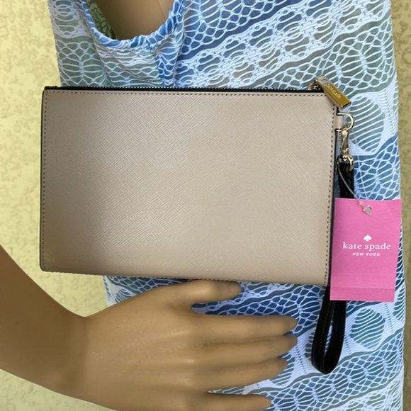 Kate Spade Staci Medium Wristlet Warm Beige - Picture 12 of 16